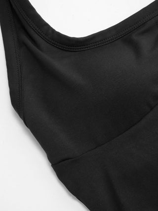 Cotton-blend Scoop Neck Halter Crop Top