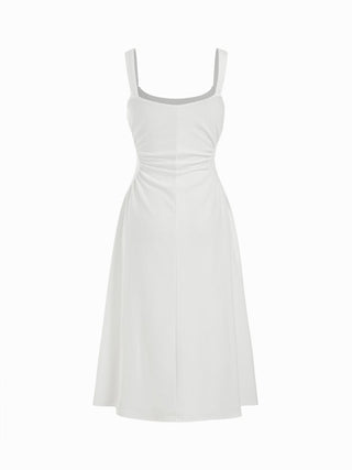 Scoop Neck Ruched A-line Midi Dress