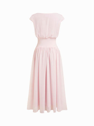 Chiffon Draped Flared Maxi Dress