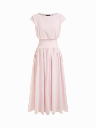 Chiffon Draped Flared Maxi Dress