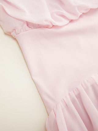 Chiffon Draped Flared Maxi Dress