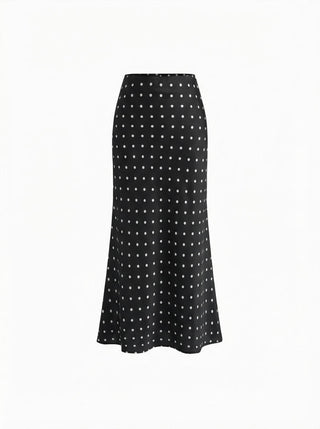 Satin Mid Rise Ruffle Bias Maxi Skirt