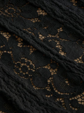 Lace Sculptural Off-Shoulder Knotted Flared Maxi Dress