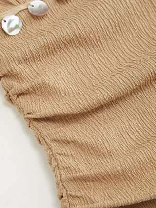 V-neck Bowknot Embellished Ruched Top