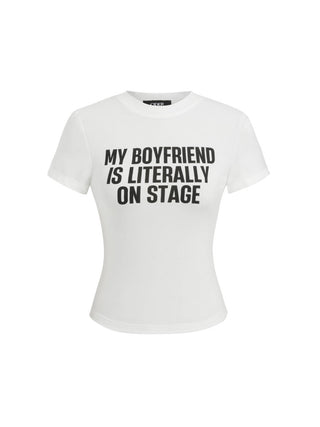 Knit Fabric Letter Graphic Short Sleeve Tee For Daily Casual Music Festival/Live House