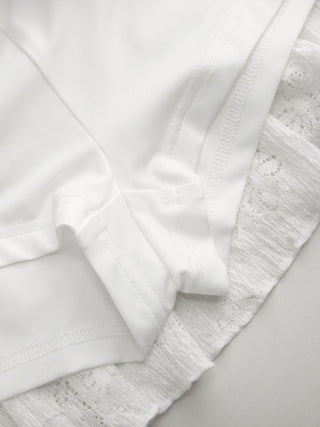 Lace V-neck Pointelle Bell Sleeve Crop Top With Ruched Mini Skirt Set