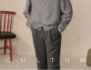 [CULTUM] Wool Blend Stand Collar Zip Jacket