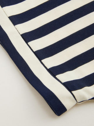Knit Fabric Color-Blocked Stripes Collar Top & Mid Rise Drawstring Shorts Set For Daily Casual