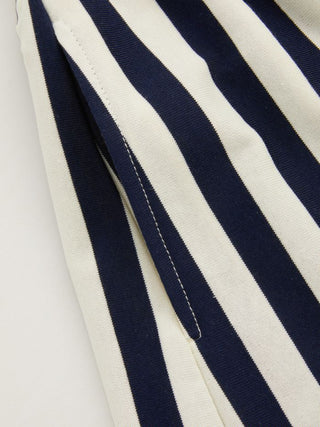 Knit Fabric Color-Blocked Stripes Collar Top & Mid Rise Drawstring Shorts Set For Daily Casual