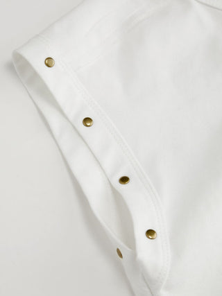 Cotton-blend Asymmetrical Neck Oversize Crop Tee