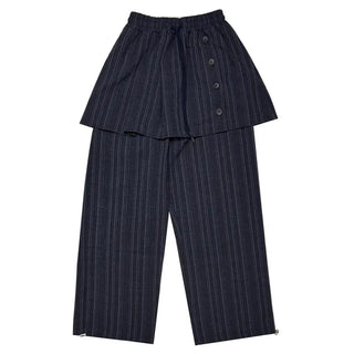 [2 colors] Striped skirt pants