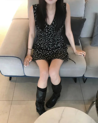 flare floral mini dress