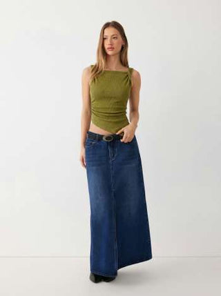 Jersey Boat Neck Asymmetrical Hem Ruched Tank Top For Daily Casual Work
