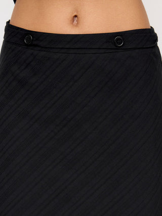 Cotton V-Neck Button Front Peplum Top & Mid Rise A-line Maxi Skirt Set With Belt