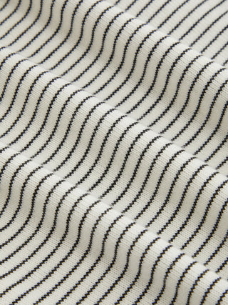 Knit Fabric Cotton-blend Striped Boat Neck Short Sleeve Tee For Daily Casual