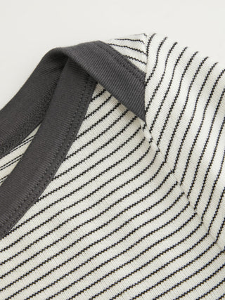 Knit Fabric Cotton-blend Striped Boat Neck Short Sleeve Tee For Daily Casual
