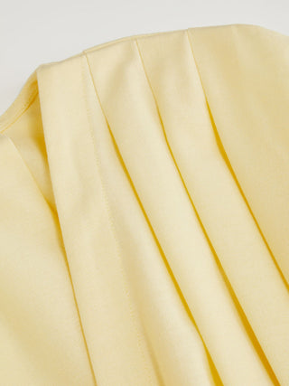 Linen-blend V-neck Pleated Knotted A-line Maxi Dress