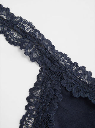 Cotton-blend Halter Neck Lace Trim Slim Cami Top