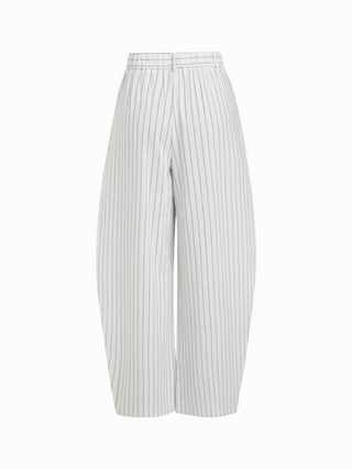 Linen-blend V-neck Striped Sleeveless Top & Mid Rise Tapered Trousers Set