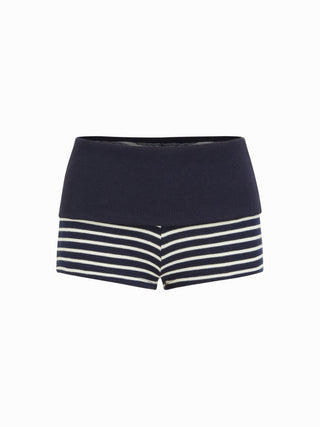 Knit Fabric High Stretch Striped Low Rise Micro Shorts For Daily Casual Outdoor