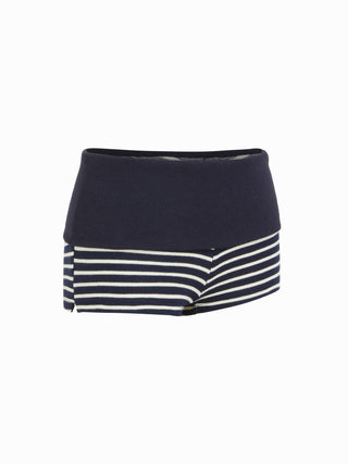 Knit Fabric High Stretch Striped Low Rise Micro Shorts For Daily Casual Outdoor
