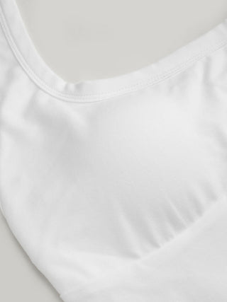 Cotton-blend Scoop Neck Halter Crop Top