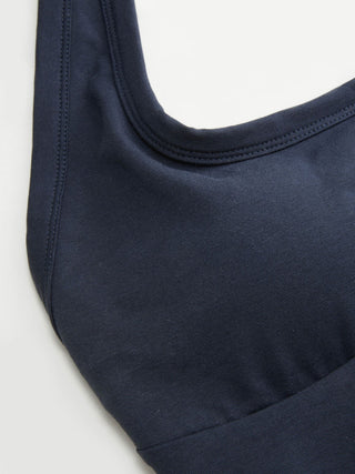 Cotton-blend Scoop Neck Halter Crop Top