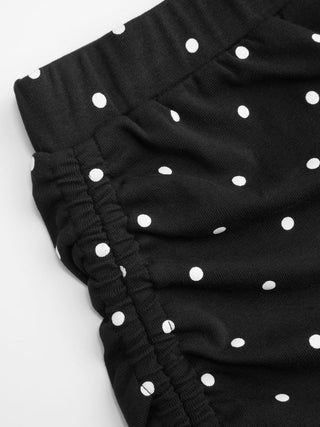 Polka Dot Drawstring Crop Cami Top & Low Rise Drawstring Micro Shorts Set