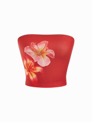 Bandeau Floral Graphic Crop Top
