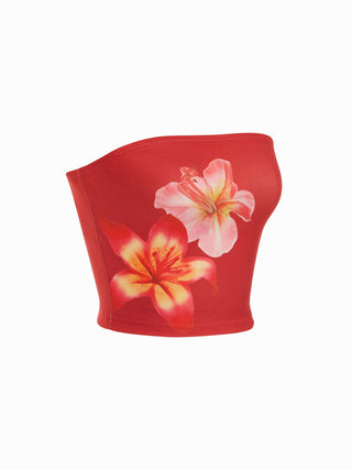 Bandeau Floral Graphic Crop Top