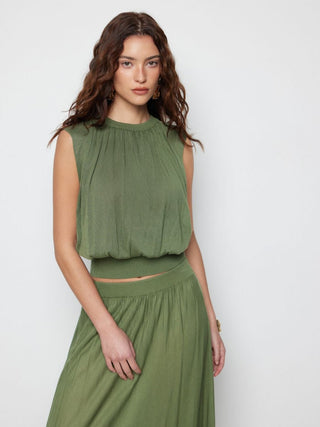 Knit Fabric Knit High Stretch Round Neckline Drawstring Top For Daily Casual Date