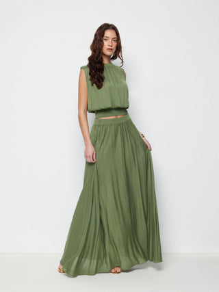 Knit Fabric Knit Mid Rise High Stretch Draped Maxi Skirt For Daily Casual Vacation