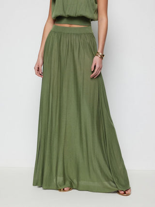 Knit Fabric Knit Mid Rise High Stretch Draped Maxi Skirt For Daily Casual Vacation