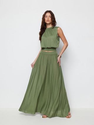 Knit Fabric Knit Mid Rise High Stretch Draped Maxi Skirt For Daily Casual Vacation