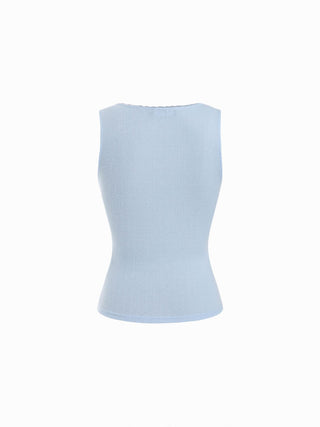 Scoop Neck Lace Trim Bowknot Tank Top