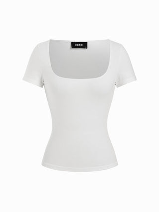 Cotton-blend Scoop Neckline Short Sleeve Tee