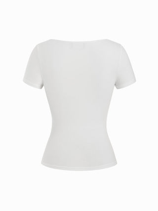 Cotton-blend Scoop Neckline Short Sleeve Tee