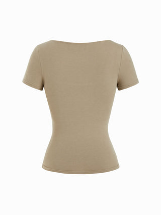 Cotton-blend Scoop Neckline Short Sleeve Tee