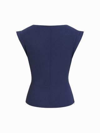 Jersey Boat Neck Ruched Crop Top