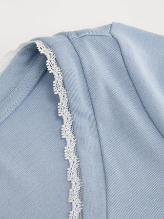 Viscose-blend V-neck Lace Panel 3/4 Long Sleeve Tee