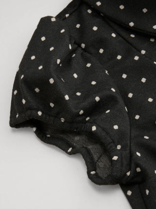 Polka Dot Peter Pan Collar Puff Sleeve Cropped Top