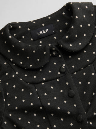 Polka Dot Peter Pan Collar Puff Sleeve Cropped Top