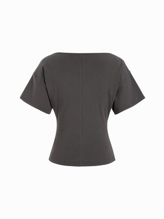 Cotton-blend Boat Neck Short Sleeve Tee