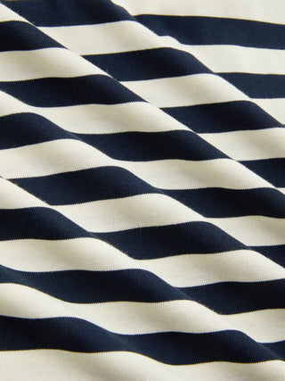 Cotton-blend Stripe Contrasting Binding Oversized Long Sleeve Tee