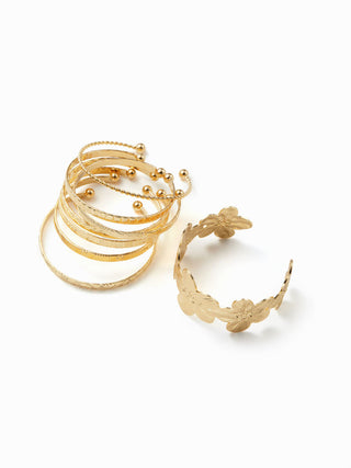 8 PCS TWISTED & TEXTURED & FLORAL BRACELET SET For Daily Casual