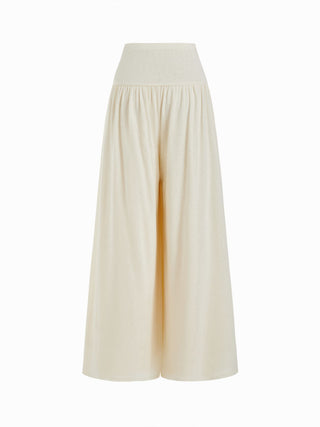 Mid Rise O-Ring Belted Ruched Draped Wide Leg Trousers