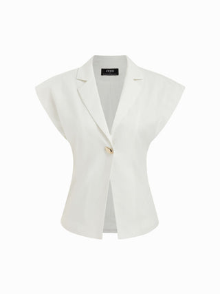 Linen-blend Linen-blend V-neck Dolman Sleeve Blazer Vest For Work