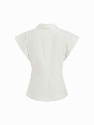 Linen-blend Linen-blend V-neck Dolman Sleeve Blazer Vest For Work