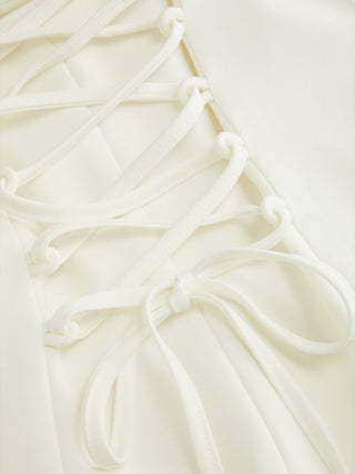 Square Neck Short Sleeve Wrap A-line Maxi Dress
