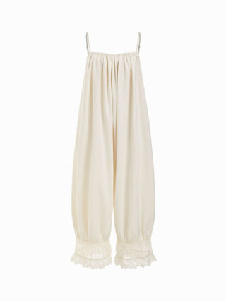 Lace Panel Mid Rise Bloomer Jumpsuit